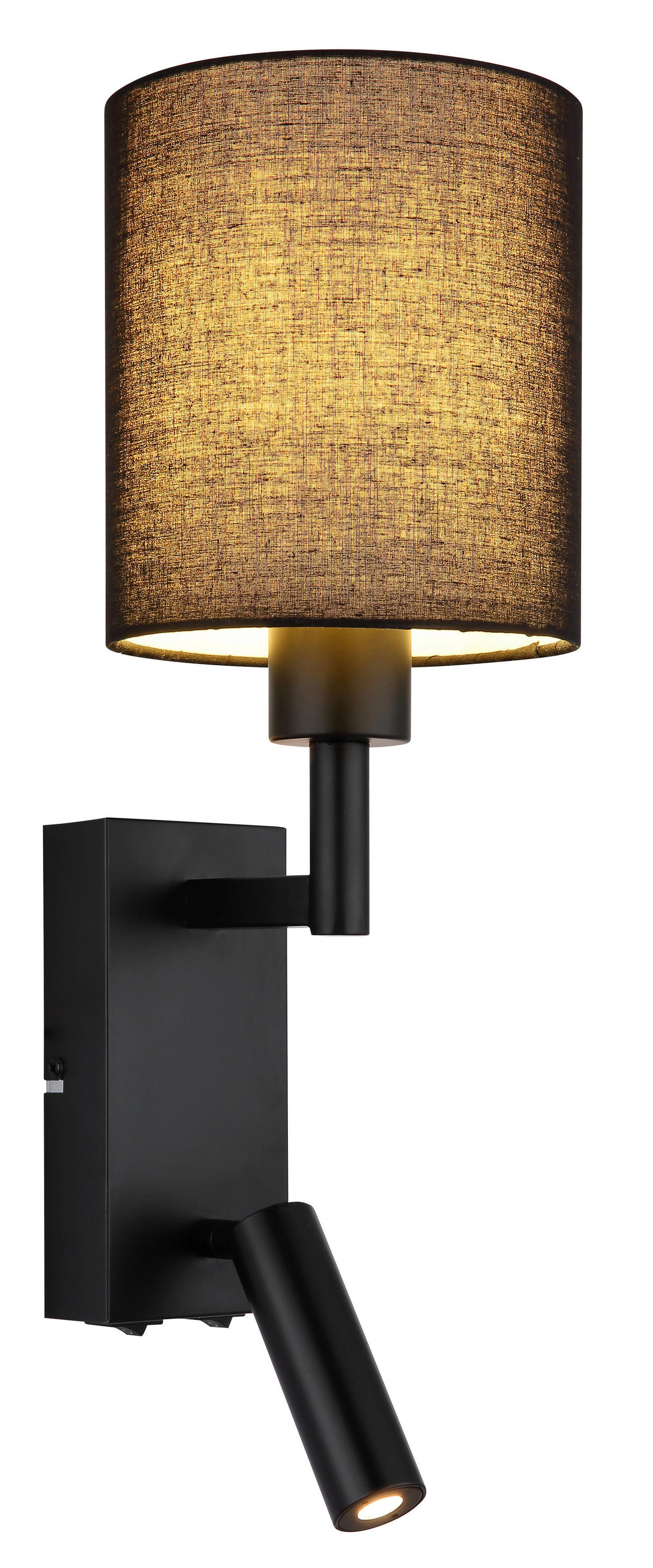 GLOBO Wandleuchte schwarz Metall B/H/L: ca. 17x45,5x15 cm E27 2 Brennstellen Zamora - schwarz (15,00/17,00/45,50cm) - GLOBO