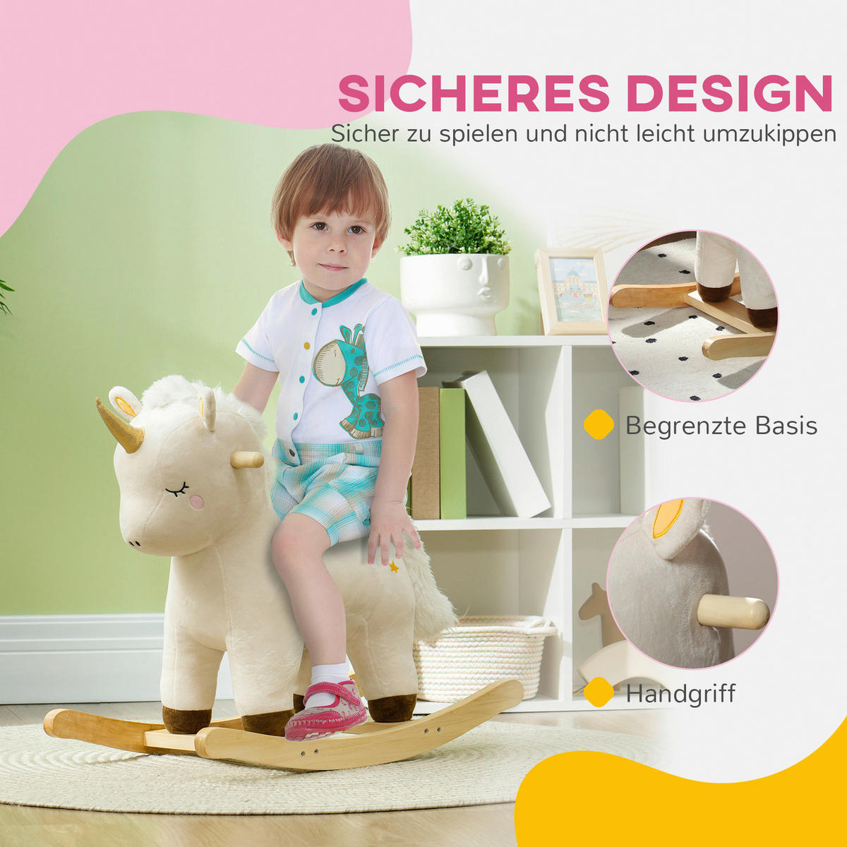 AIYAPLAY Schaukeltier B/H/L: ca. 33x56x63 cm Schaukeltier - weiß (63,00/33,00/56,00cm) - AIYAPLAY