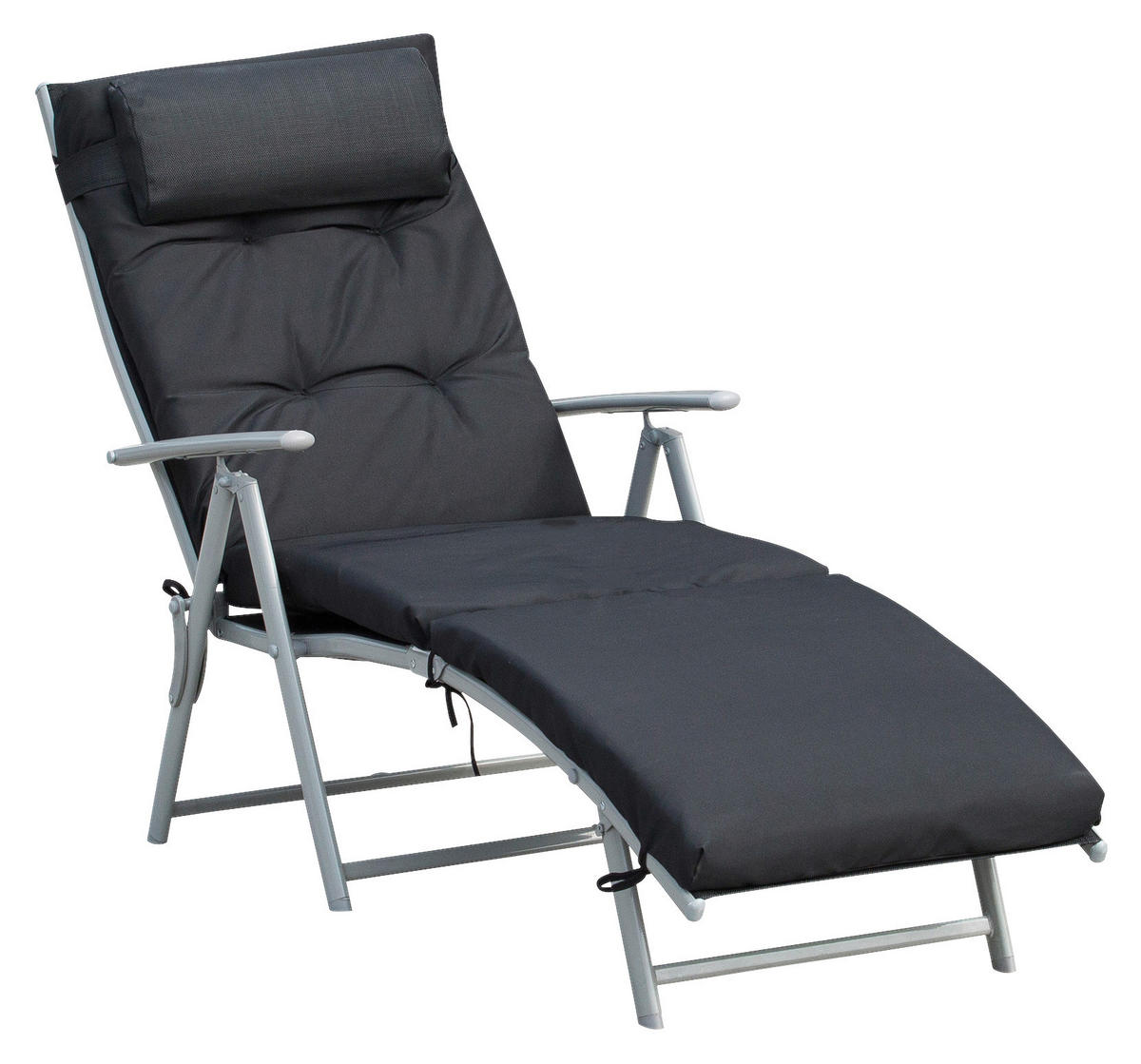Outsunny Sonnenliege schwarz Metall B/H/L: ca. 64x101x180 cm Sonnenliege - schwarz (180,00/64,00/101,00cm) - Outsunny