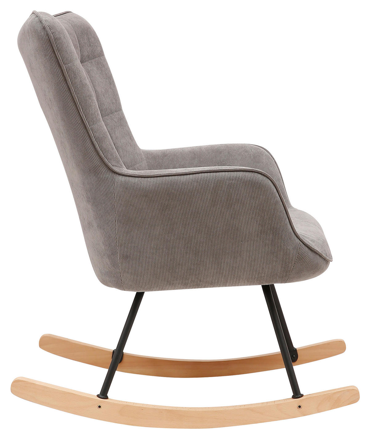 byLIVING Schaukelstuhl RICHIE grau schwarz natur Stoff Metall Buche B/H/T: ca. 72x92x92 cm RICHIE - natur/schwarz (72,00/92,00/92,00cm) - byLIVING