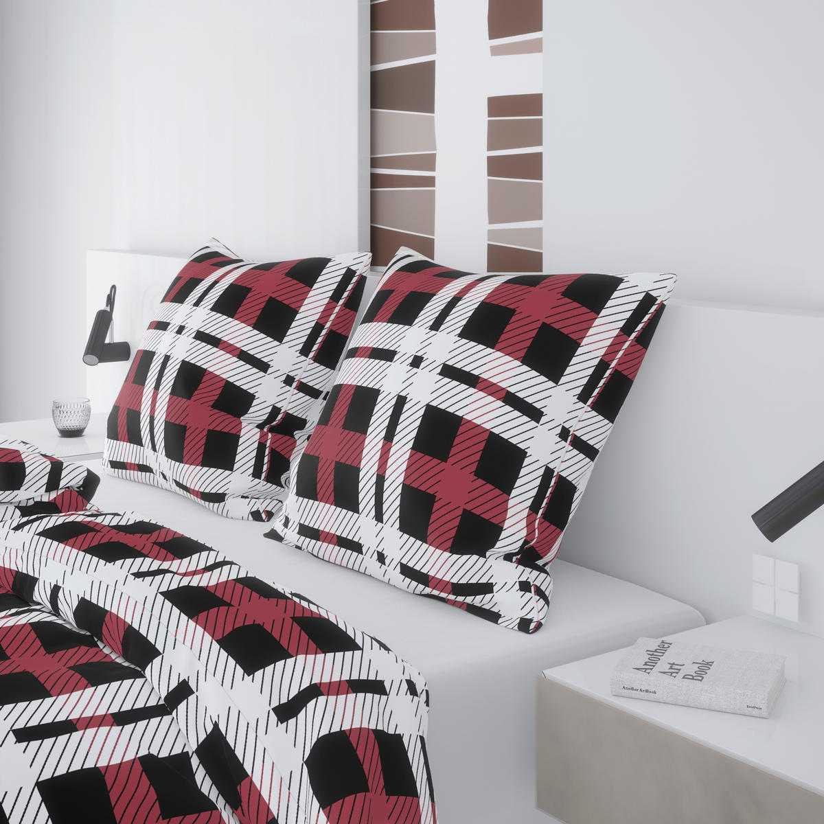 Microfaser Bettwäsche Fleece Bettwäsche_Fleece Karos 135x200cm - weiß/rot (135,00/200,00cm)