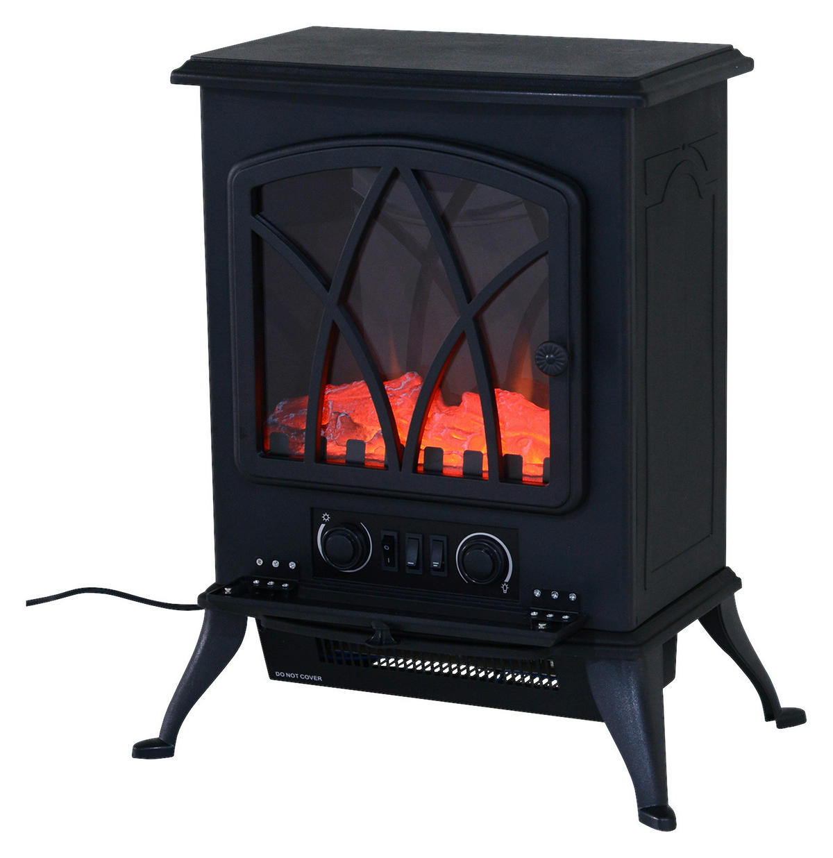 HOMCOM Elektrokamin MH820-051 schwarz Metall Glas Kunststoff B/H/T: ca. 42x54x28 cm ca. 1800 W Elektrokamin MH820-051 - schwarz (42,00/54,00/28,00cm) - HOMCOM