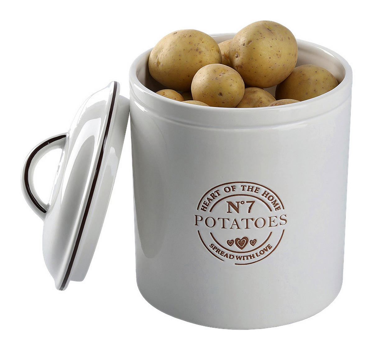 Zeller Vorratsdose Potatoes weiß Keramik B/H: ca. 17,5x24,5 cm Potatoes - weiß (17,50/24,50cm) - Zeller