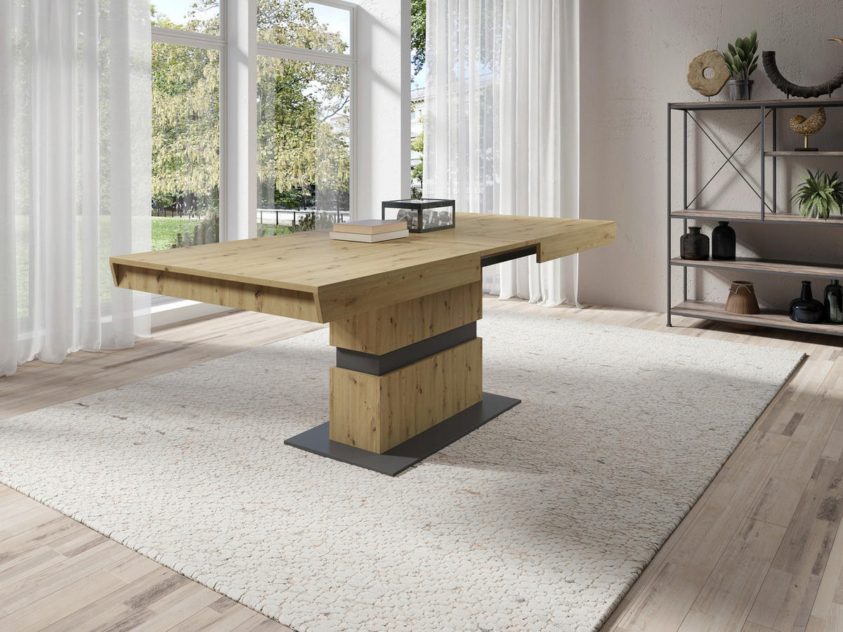 Tisch MATTHEW Eiche Nachbildung anthrazit B/H/T: ca. 160x75x90 cm MATTHEW - Eiche/anthrazit (160,00/75,00/90,00cm) - byLIVING