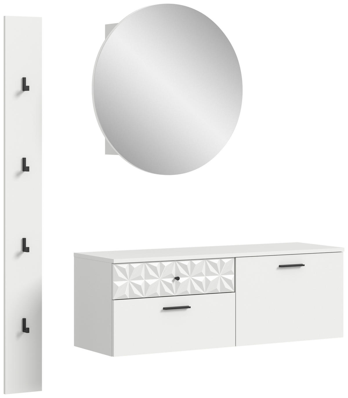 Garderobe Prisma weiß weiß Hochglanz B/H/T: ca. 141x192x34 cm Prisma - weiß (141,00/192,00/34,00cm) - xonox.home