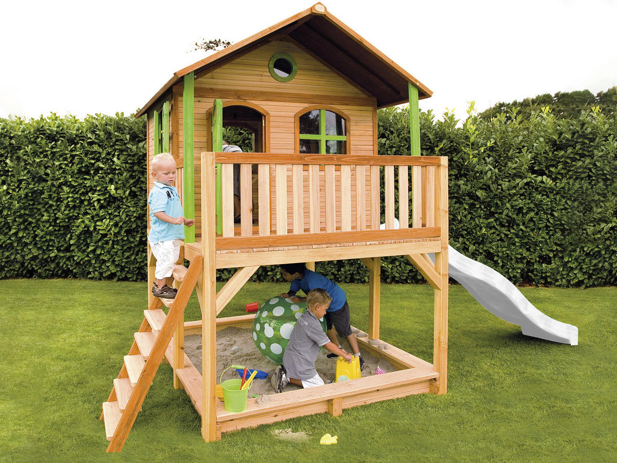 AXI Spielhaus Marc braun B/H/L: ca. 432x293x212 cm Marc - braun/weiß (212,00/432,00/293,00cm) - AXI
