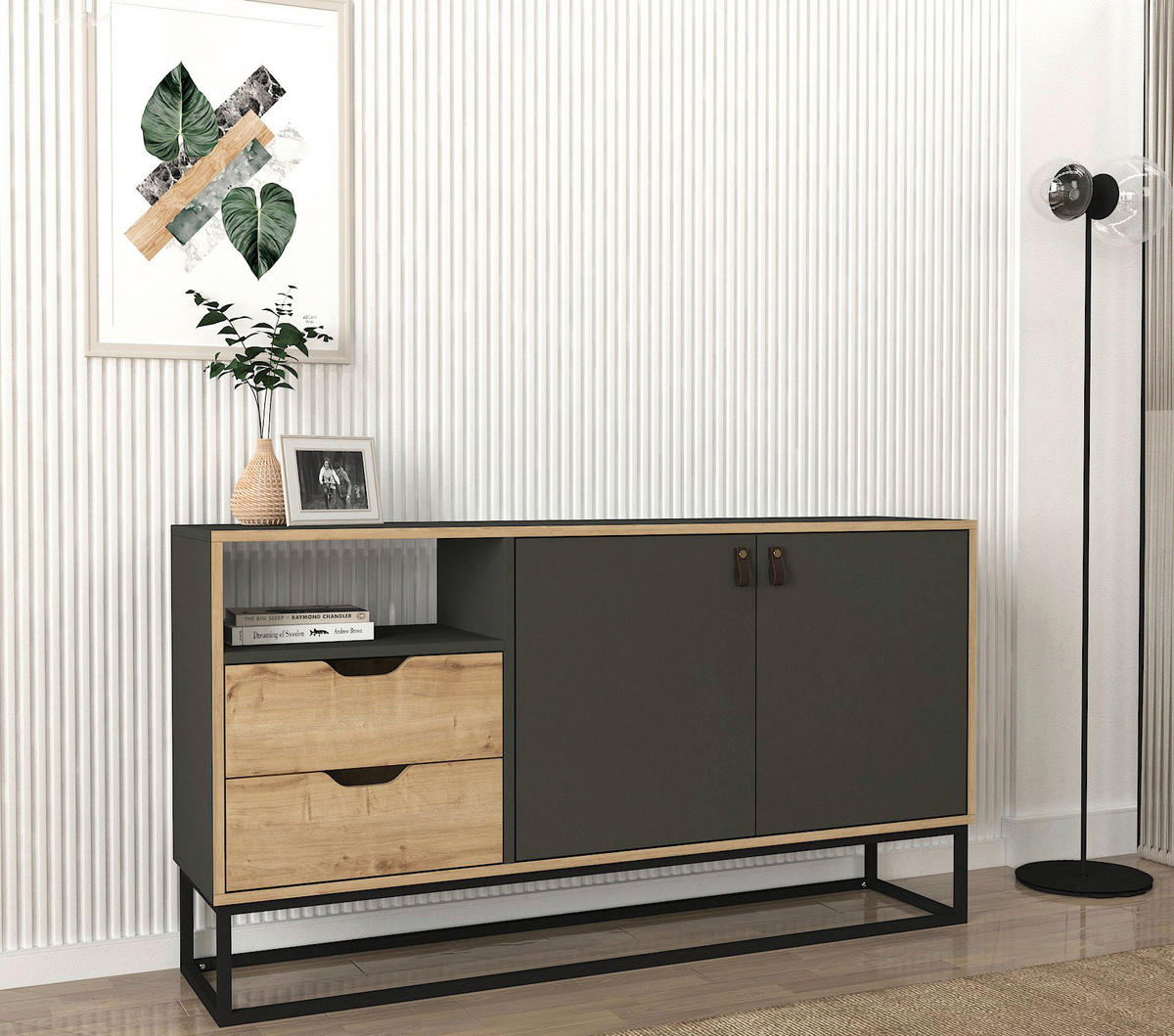 Sideboard Dolores anthrazit Safir Nachbildung B/H/T: ca. 150x80x35 cm Dolores - anthrazit/Safir (150,00/80,00/35,00cm) - moebel17