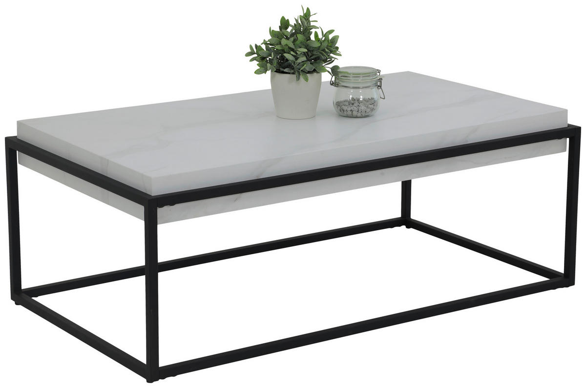 Couchtisch Carlos weiß Marmor Nachbildung B/H/T: ca. 114x42x64 cm Carlos - weiß/schwarz (114,00/42,00/64,00cm)