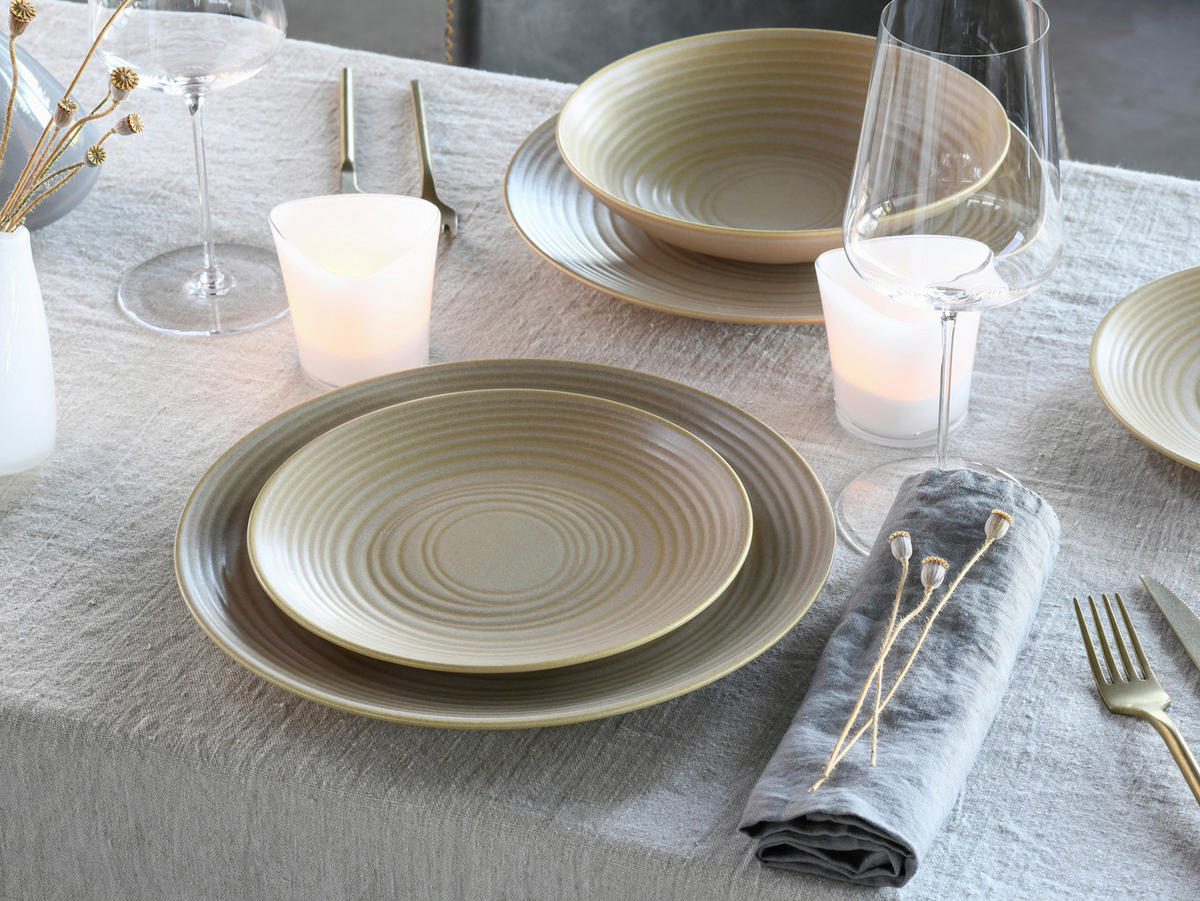CreaTable Tafelservice Lava Stone Sand sandbeige Steinzeug Lava Stone Sand - sandbeige - CreaTable