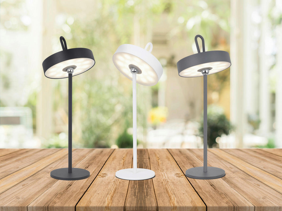 Näve Leuchten LED-Tischleuchte grau Kunststoff Metall B/H/T/D: ca. 12,5x35x12,5x12,5 cm ELLA - grau (12,50/35,00/12,50cm) - Näve Leuchten
