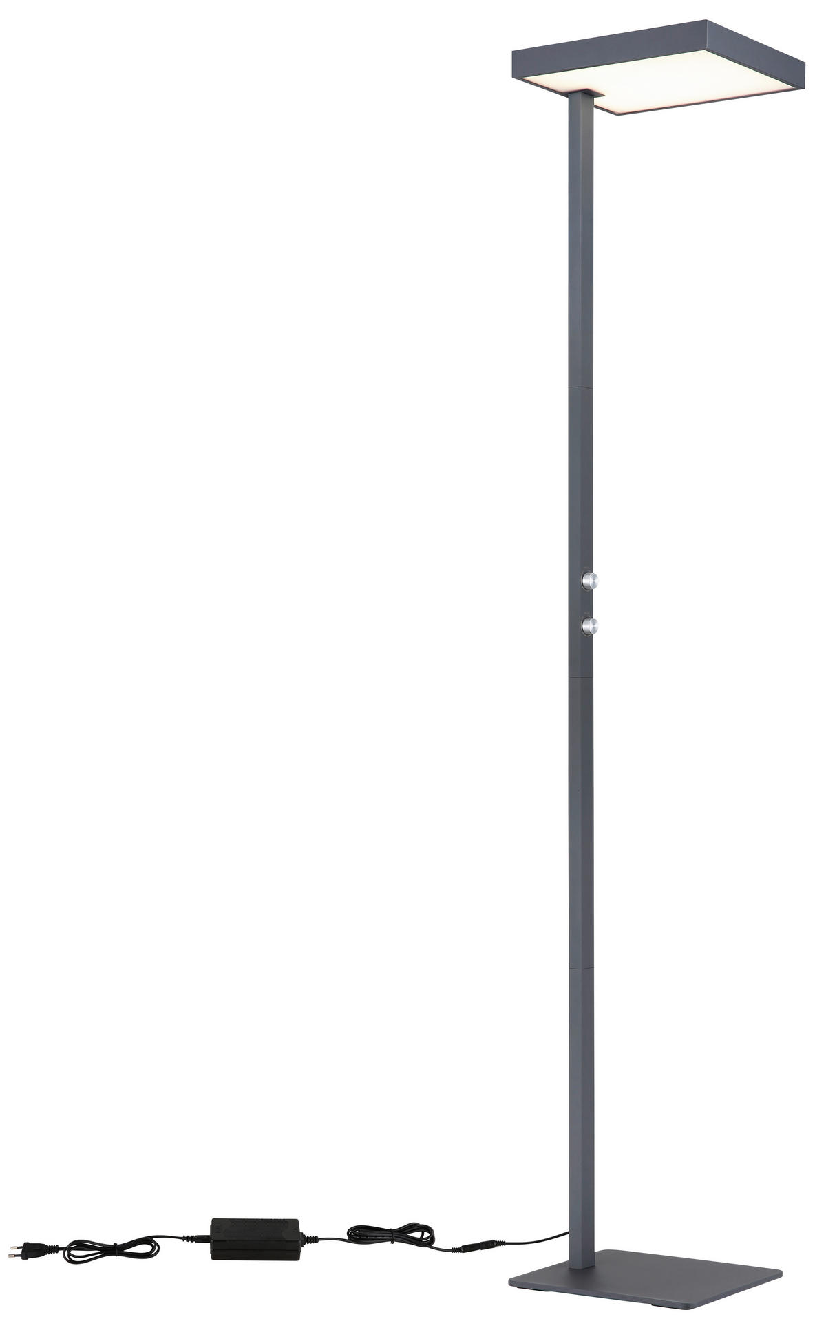 GLOBO Stehleuchte Opal schwarz anthrazit Metall Aluminium Kunststoff B/H/L: ca. 28x184,8x40 cm 2 Brennstellen BARKER - schwarz/Opal (40,00/28,00/184,80cm) - GLOBO