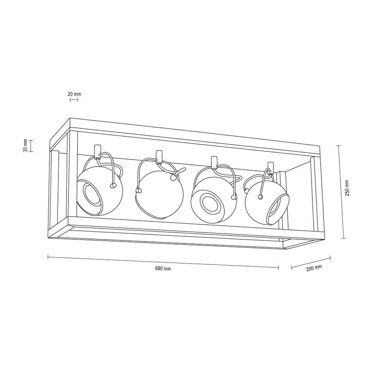 SPOT Light Deckenleuchte SP-5227474L  Roy Eiche Satiniert Holz Metall B/H/L: ca. 20x25x68 cm GU10 4 Brennstellen Roy - Eiche/Satiniert (68,00/20,00/25,00cm) - SPOT Light