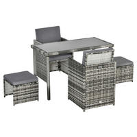 Outsunny Sitzgruppe grau Glas B/H/L: ca. 60x120x72 cm Sitzgruppe - grau (72,00/60,00/120,00cm) - Outsunny