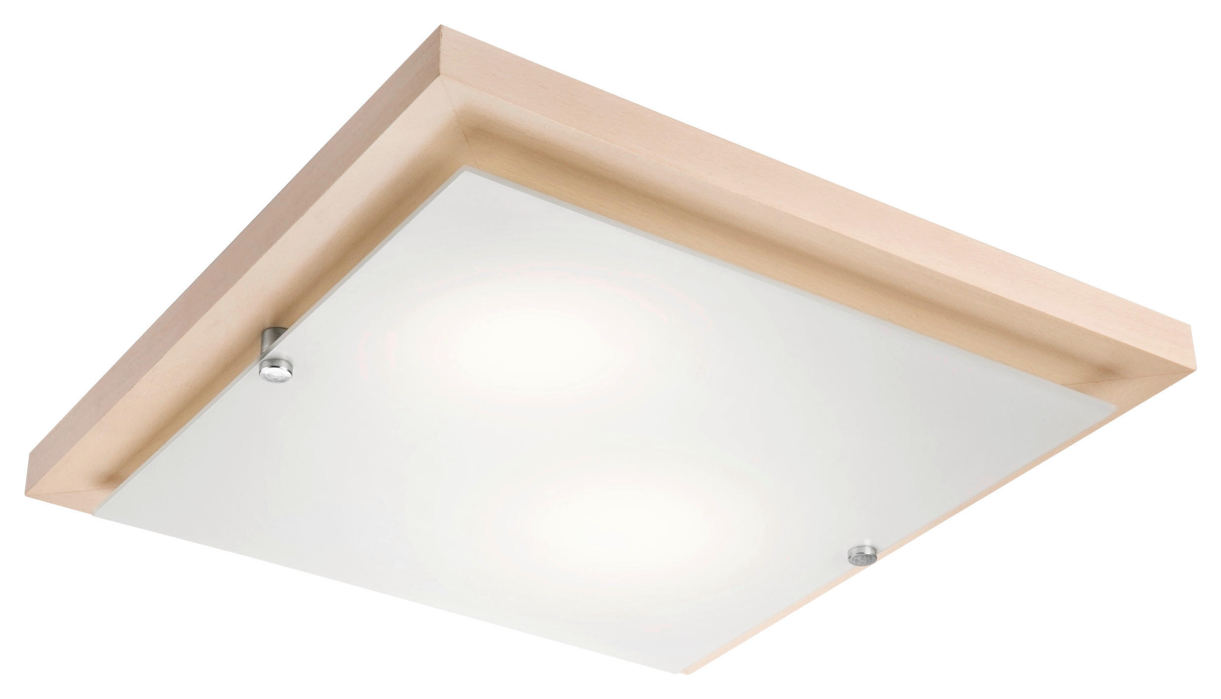 Lamkur Deckenleuchte PEDRO 27050 weiß Holz Glas H/L: ca. 6,5x35 cm E27 2 Brennstellen Pedro - weiß (35,00cm) - Lamkur