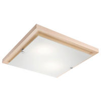 Lamkur Deckenleuchte PEDRO 27050 weiß Holz Glas H/L: ca. 6,5x35 cm E27 2 Brennstellen Pedro - weiß (35,00cm) - Lamkur