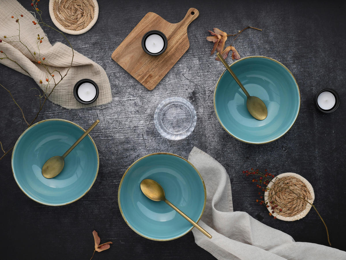 CreaTable Schüssel-Set Nature Collection Water blau Steinzeug Nature Collection Water - blau - CreaTable