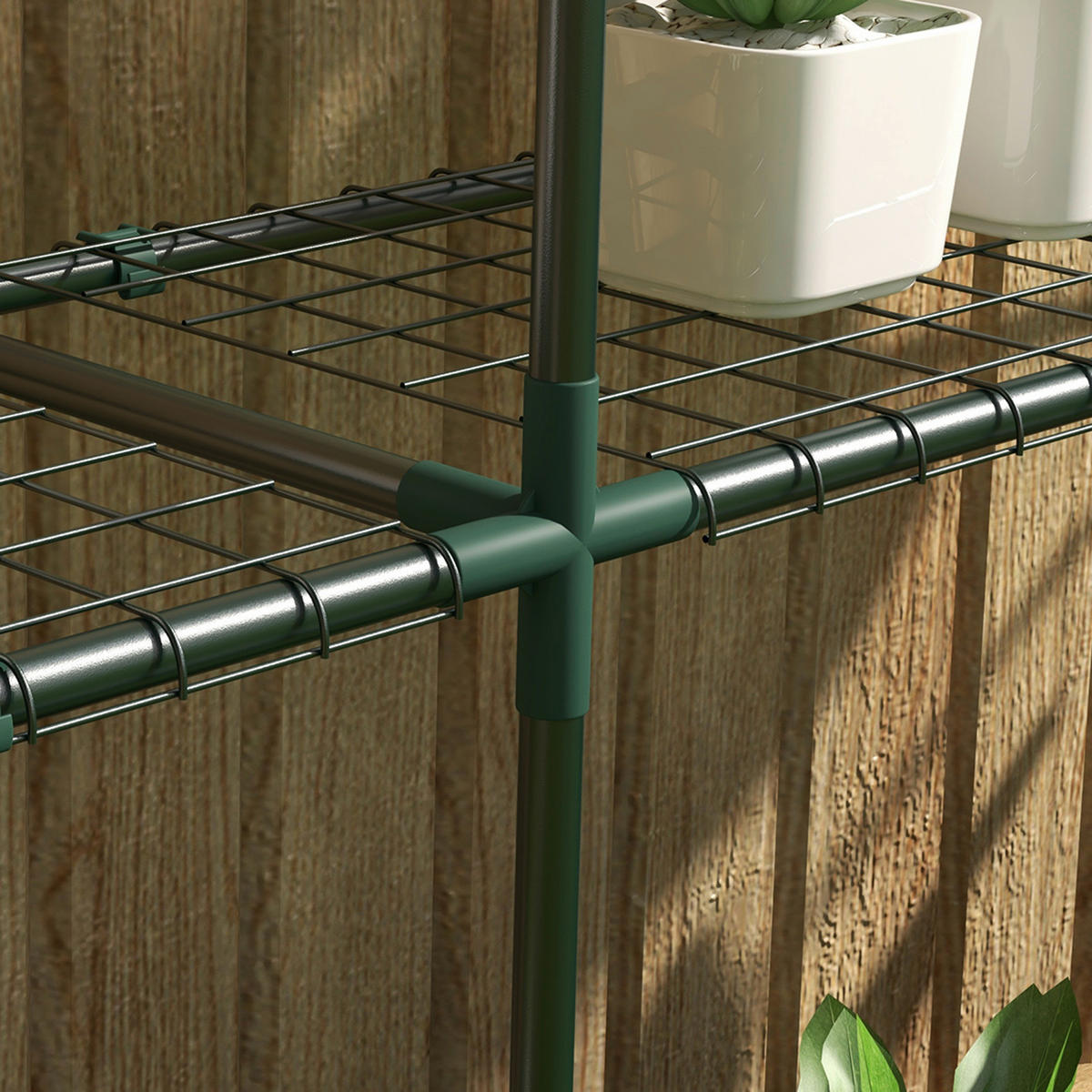 Outsunny Gartenregal dunkelgrün Edelstahl B/H/L: ca. 30x222x114 cm Blumenregal - dunkelgrün (114,00/30,00/222,00cm) - Outsunny