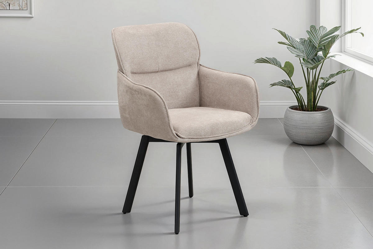 Stuhl RICO schwarz taupe Metall Stoff B/H/T: ca. 61x90x63 cm RICO - schwarz/taupe (61,00/90,00/63,00cm) - byLIVING