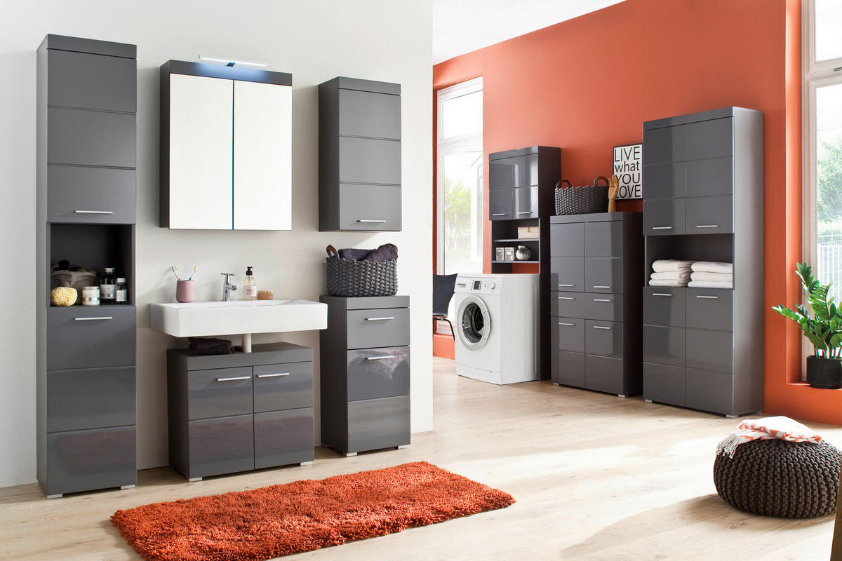 Badhochschrank Amanda B/H/T: ca. 73x190x31 cm Amanda - grau (73,00/190,00/31,00cm)