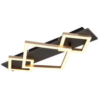 GLOBO LED-Deckenleuchte Opal mattschwarz champagner Kunststoff MDF Metall B/H/L: ca. 31,2x7,5x54 cm 1 Brennstellen BEATRIX I - champagner/Opal (54,00/31,20/7,50cm) - GLOBO