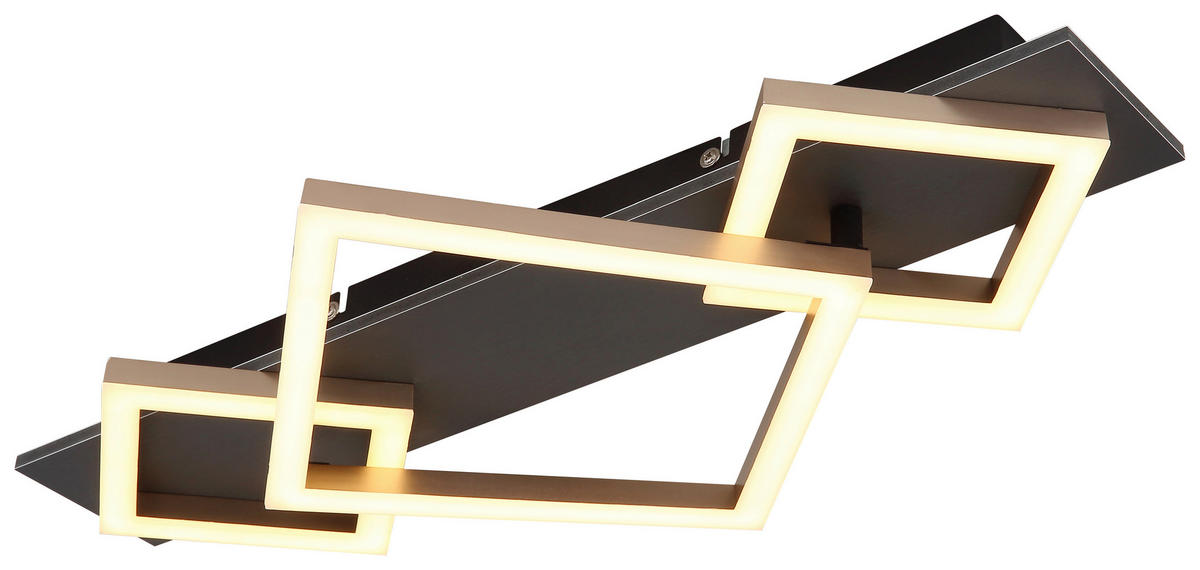 GLOBO LED-Deckenleuchte Opal mattschwarz champagner Kunststoff MDF Metall B/H/L: ca. 31,2x7,5x54 cm 1 Brennstellen BEATRIX I - champagner/Opal (54,00/31,20/7,50cm) - GLOBO