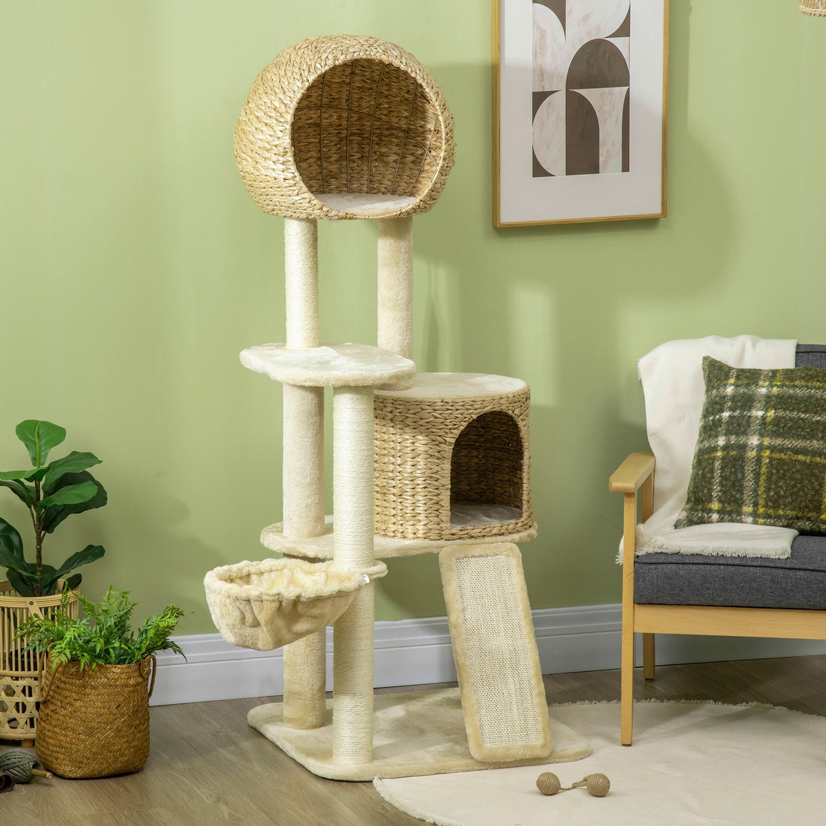 PawHut Kratzbaum beige Spanplatte B/H/L: ca. 60x60x150 cm Kratzbaum - beige (150,00/60,00/60,00cm) - PawHut
