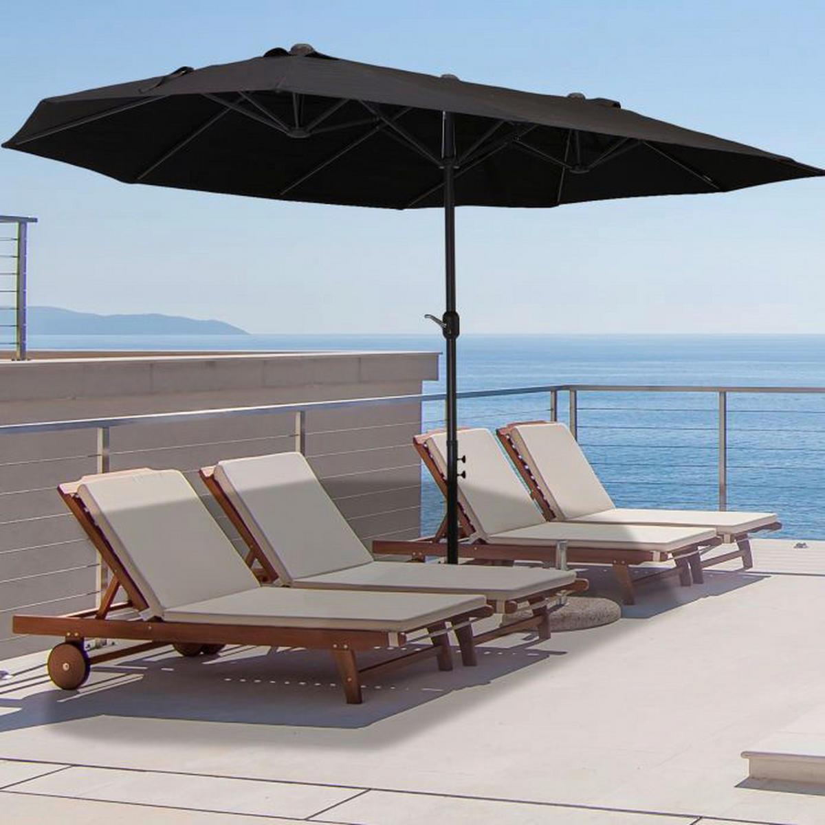 Outsunny Marktschirm schwarz Stahl B/H/L: ca. 270x240x460 cm Marktschirm - schwarz (460,00/270,00/240,00cm) - Outsunny