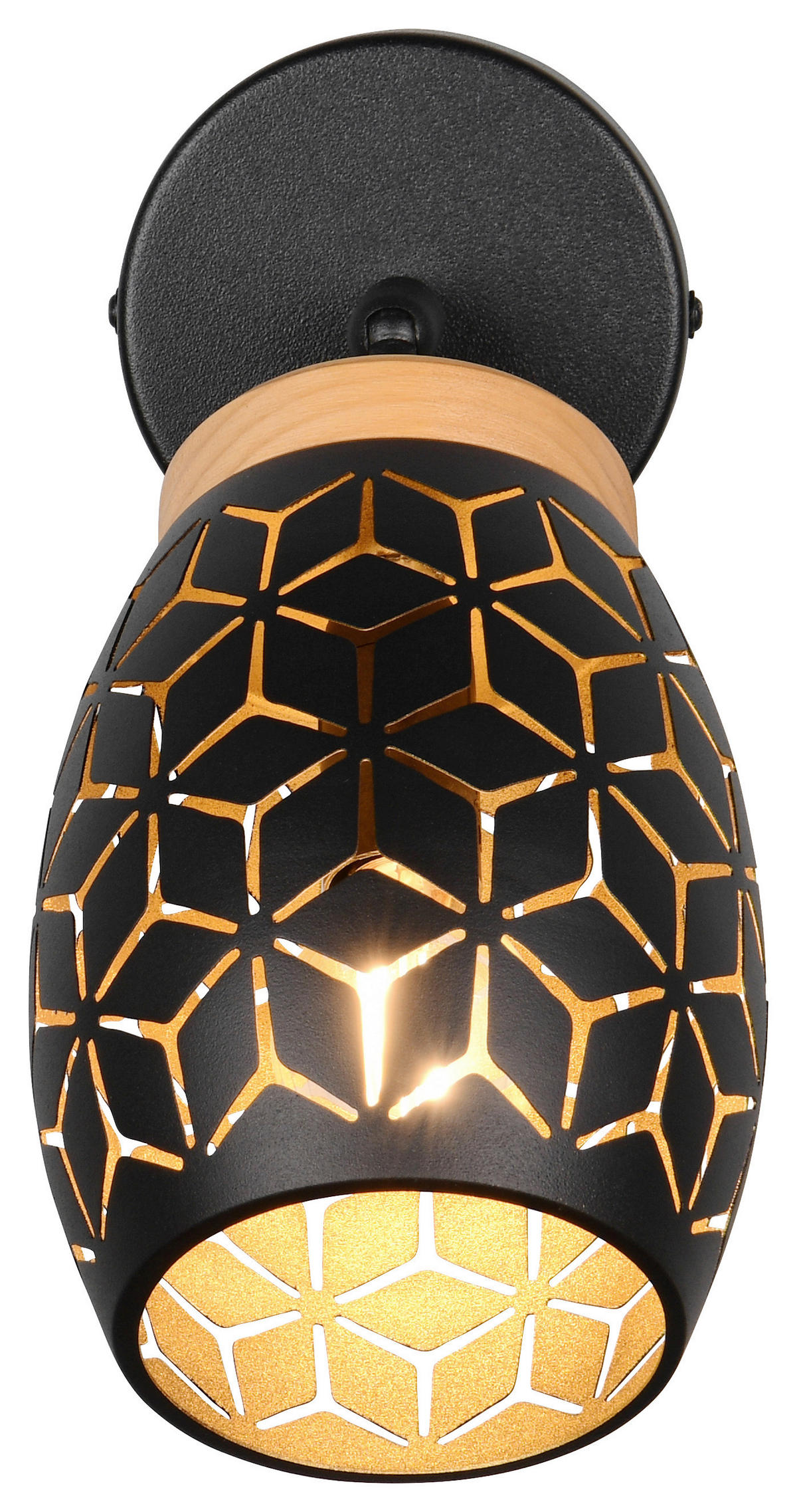 Reality Leuchten Spots schwarz gold Metall B/H: ca. 12x27 cm E14 1 Brennstellen Spot_Bidar_1 - gold/schwarz (12,00/27,00cm) - Reality Leuchten