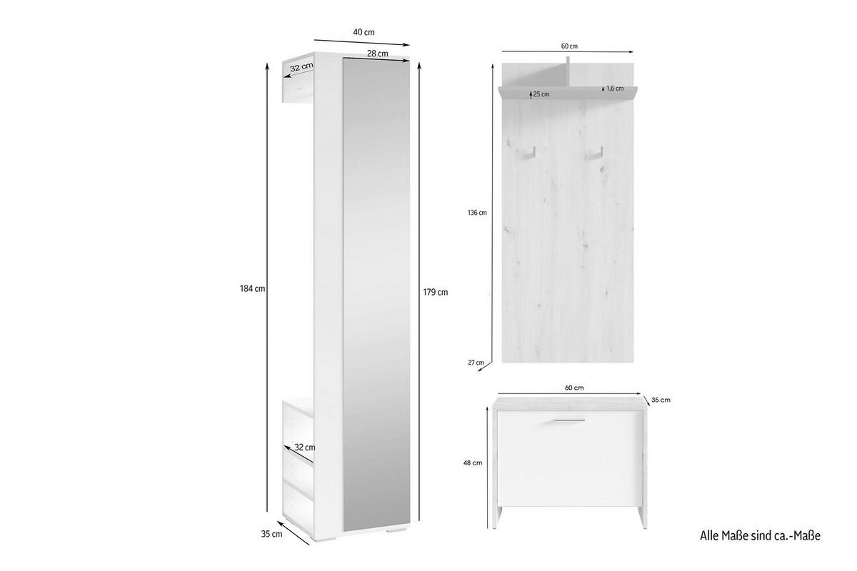 Garderobenset BEN Set 3-tlg. anthrazit BEN Set 3-tlg. - anthrazit - byLIVING