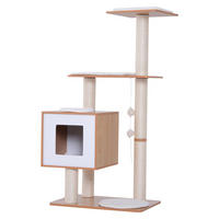 PawHut Katzenkratzbaum natur Holz B/H/L: ca. 40x120x60 cm Katzenkratzbaum - weiß/natur (60,00/40,00/120,00cm) - PawHut