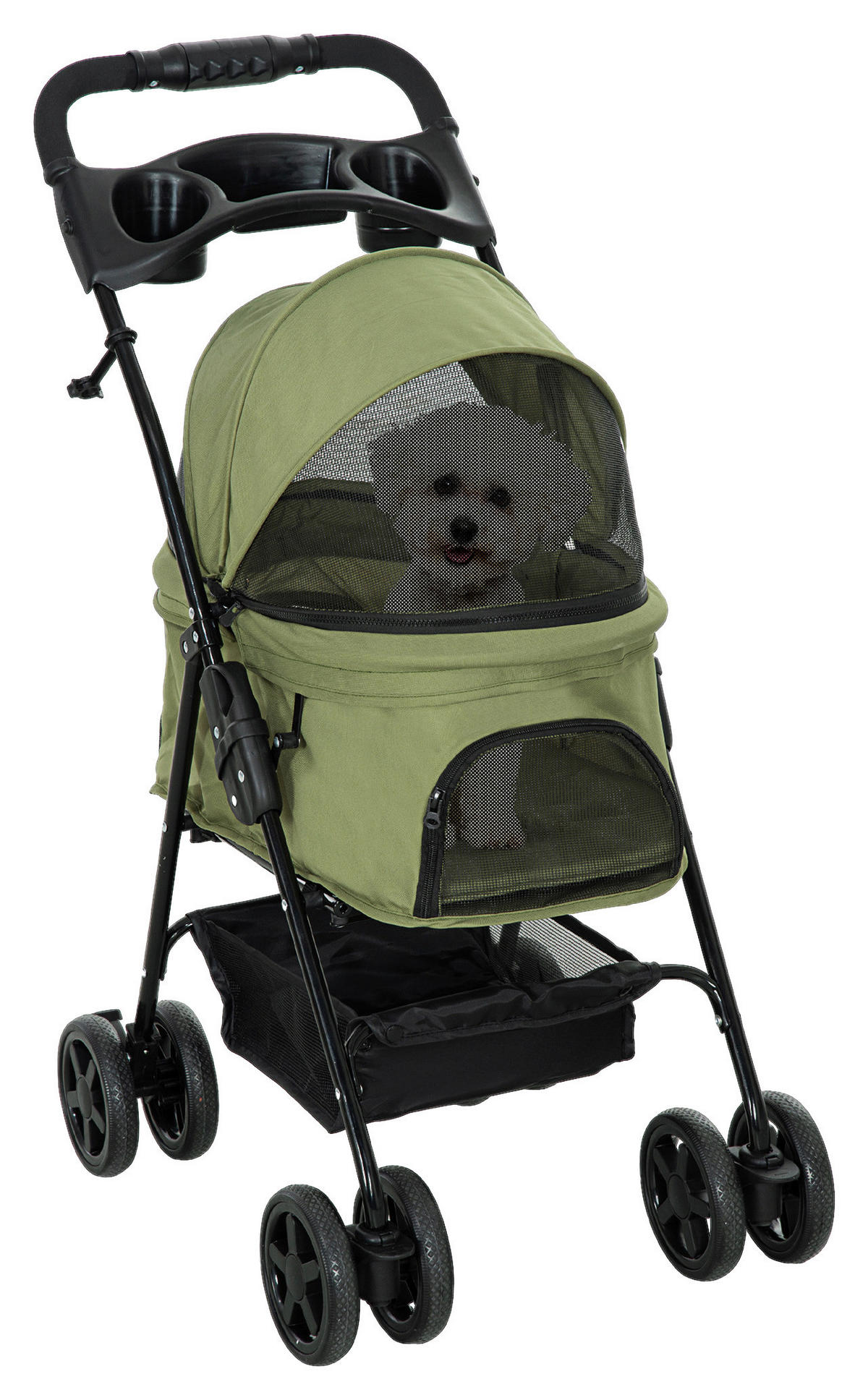 PawHut Hunde-Zubehör dunkelgrün Polyester B/H/L: ca. 45x67x96 cm Hundebuggy - dunkelgrün (96,00/45,00/67,00cm) - PawHut