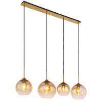 GLOBO Pendelleuchte klar messing Metall B/H/T: ca. 25x120x120 cm E27 4 Brennstellen JAMESSA - klar/messing (25,00/120,00/120,00cm) - GLOBO