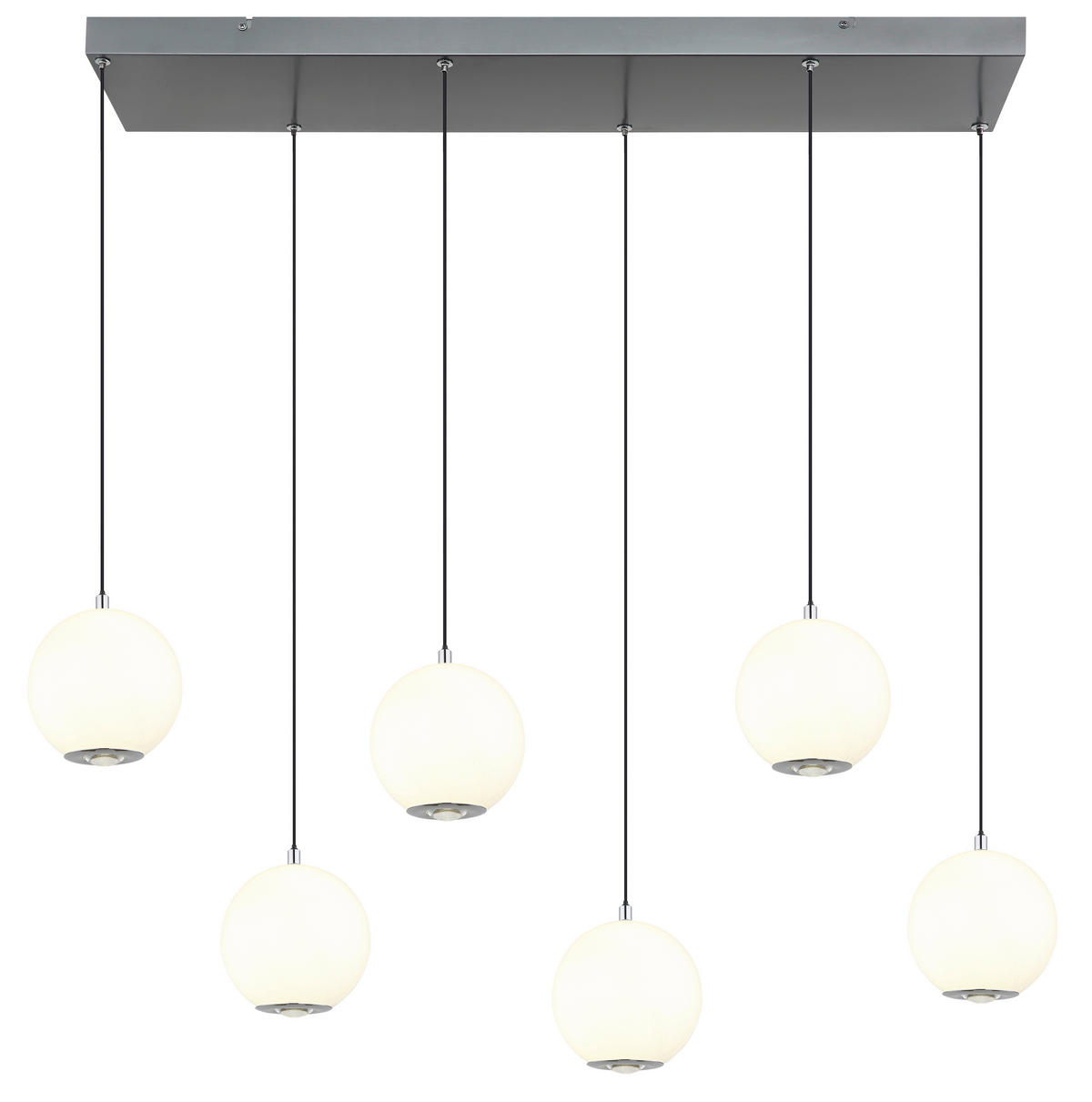 GLOBO Pendelleuchte grau Opal Glas Metall B/H/T/L: ca. 30x150x97,5x97,5 cm 1.0 Brennstellen Simmons - Opal/grau (97,50/30,00/150,00cm) - GLOBO