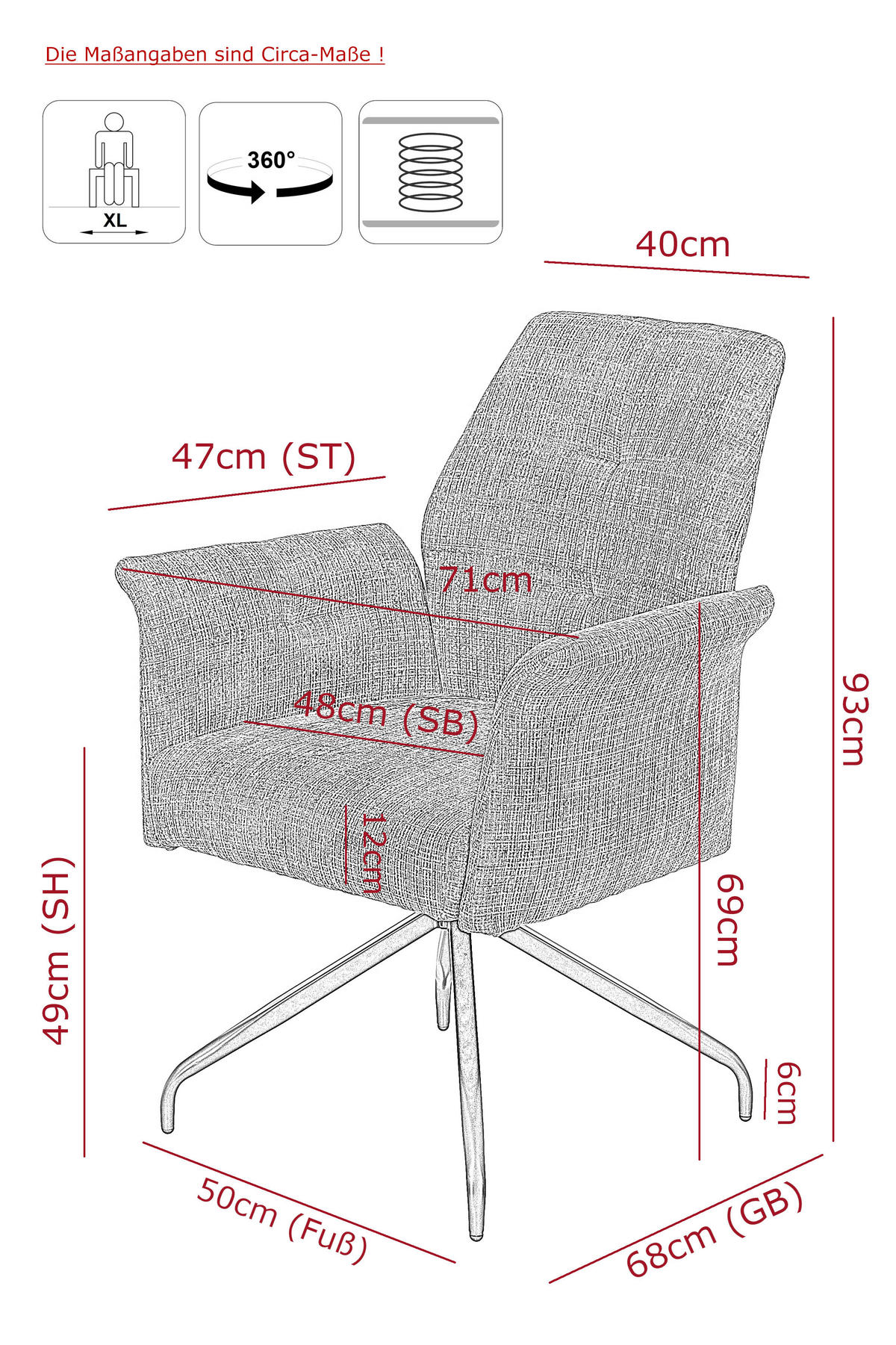 Armlehnstuhl Viktoria hellgrau Microfaser Webstoff B/H/T: ca. 71x93x68 cm Viktoria - hellgrau (71,00/93,00/68,00cm) - Hela