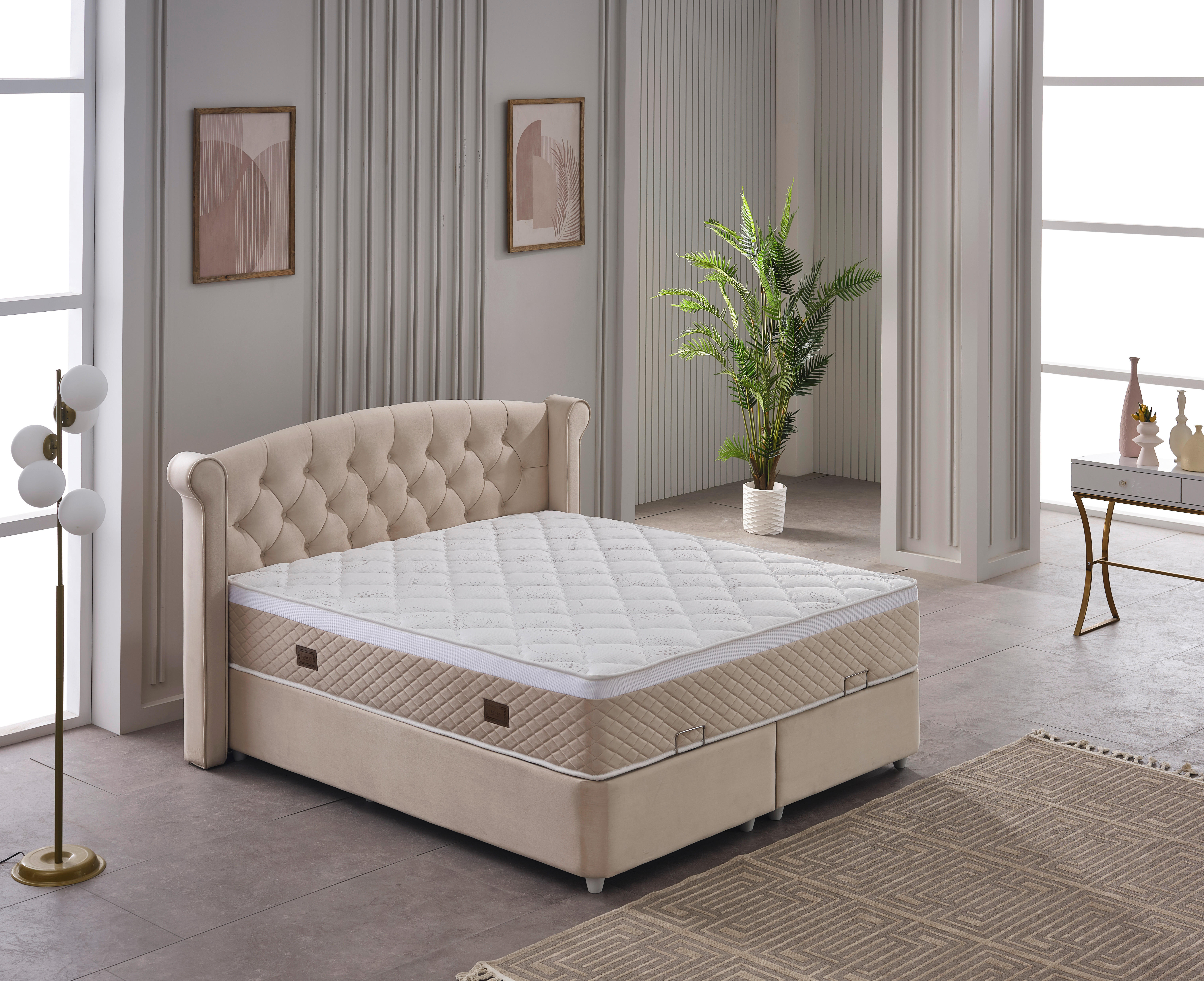Polsterbett Marven creme Marven - creme (210,00/130,00/208,00cm)
