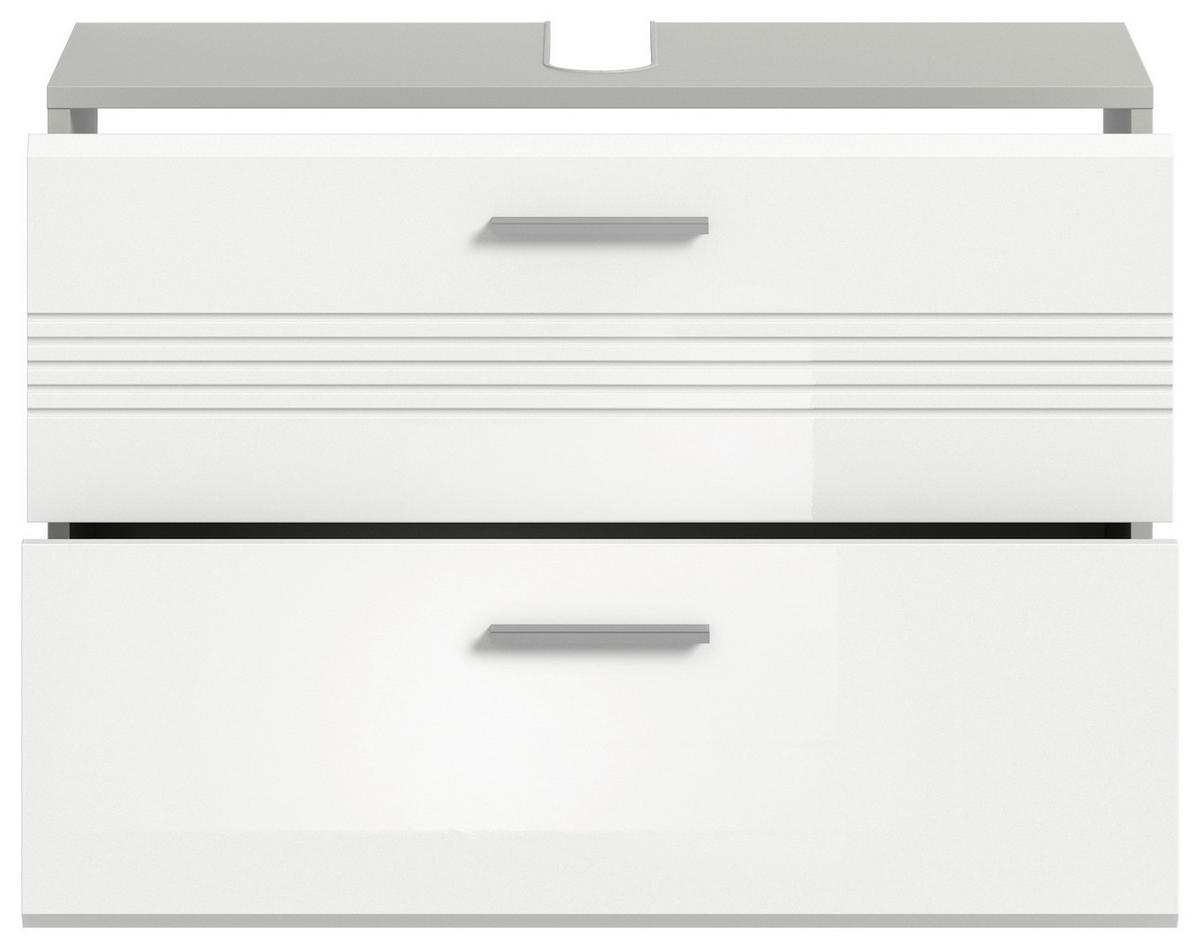 Waschbeckenunterschrank Copa hellgrau weiß Hochglanz B/H/T: ca. 80x56x32 cm Copa - hellgrau/weiß (80,00/56,00/32,00cm) - xonox.home