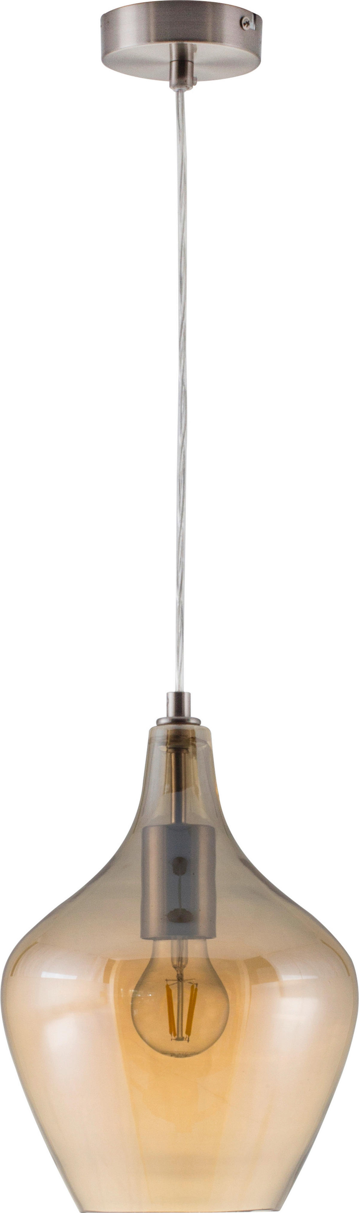 Nowa Pendelleuchte 30620123 nickel matt amber Glas Metall H/D: ca. 150x22 cm E14 1 Brennstellen PASO - nickel matt/amber (22,00/150,00cm) - Nowa
