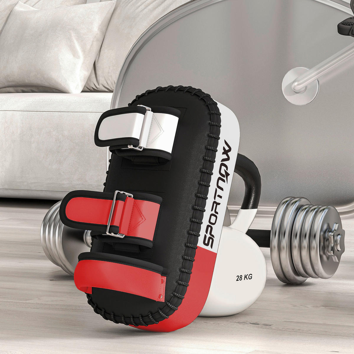 SPORTNOW Fitness-Zubehör schwarz Kunstleder B/H/L: ca. 20x38x18 cm Schlagpolster - schwarz (18,00/20,00/38,00cm) - SPORTNOW