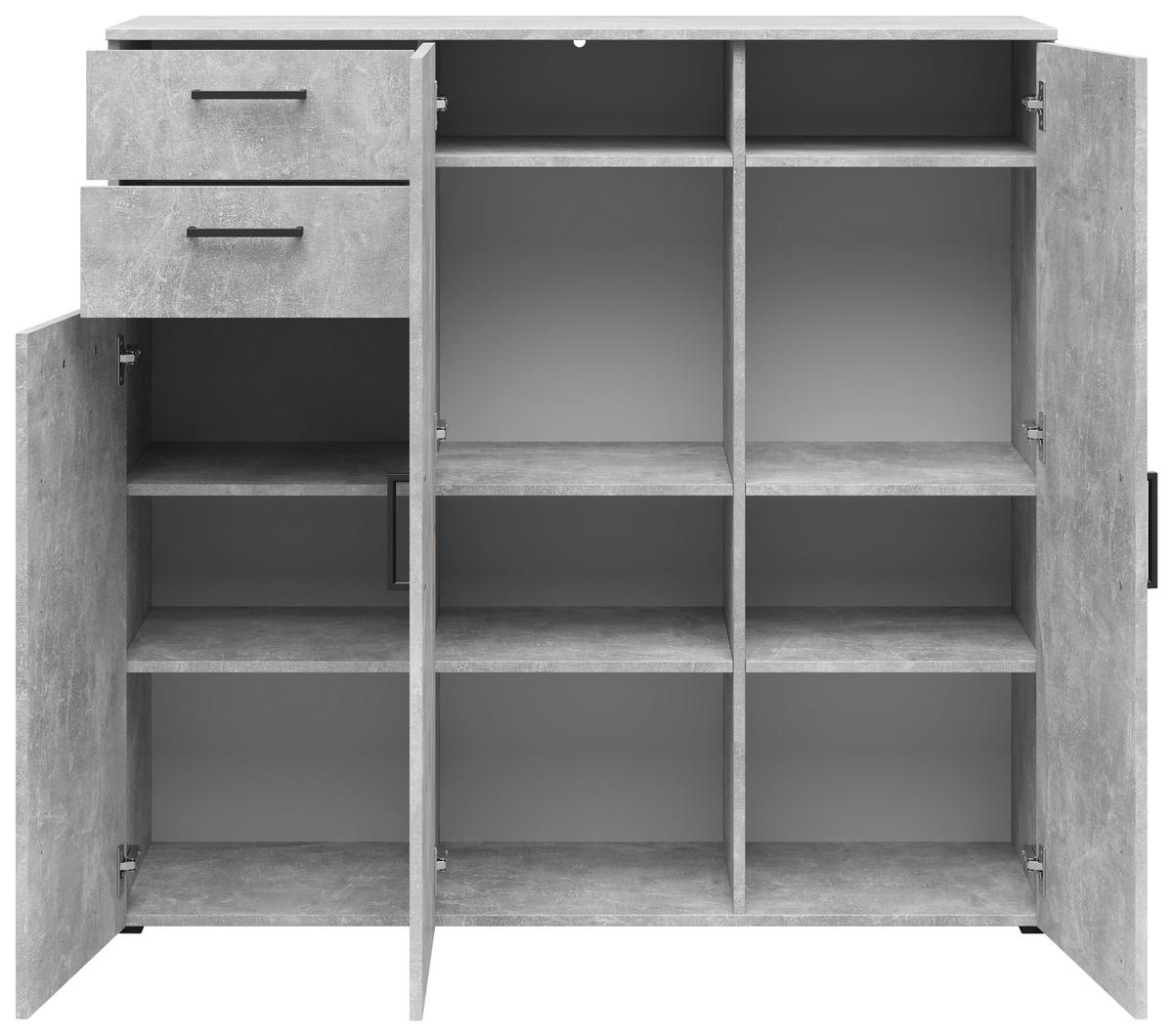 Kommode Multi-Stauraum Typ 33 Beton Optik B/H/T: ca. 120x115x40 cm Multi-Stauraum Typ 33 - Beton (120,00/115,00/40,00cm)