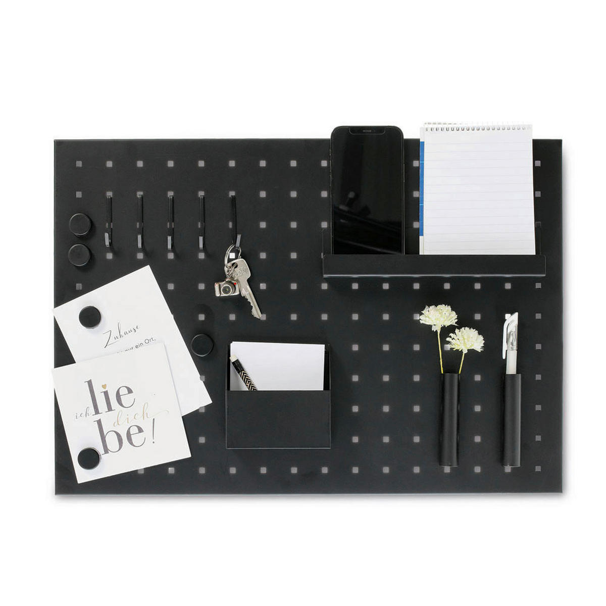 Zeller Memoboard Memoboard_mit_Utensilien - schwarz (50,00/35,00/15,00cm) - Zeller