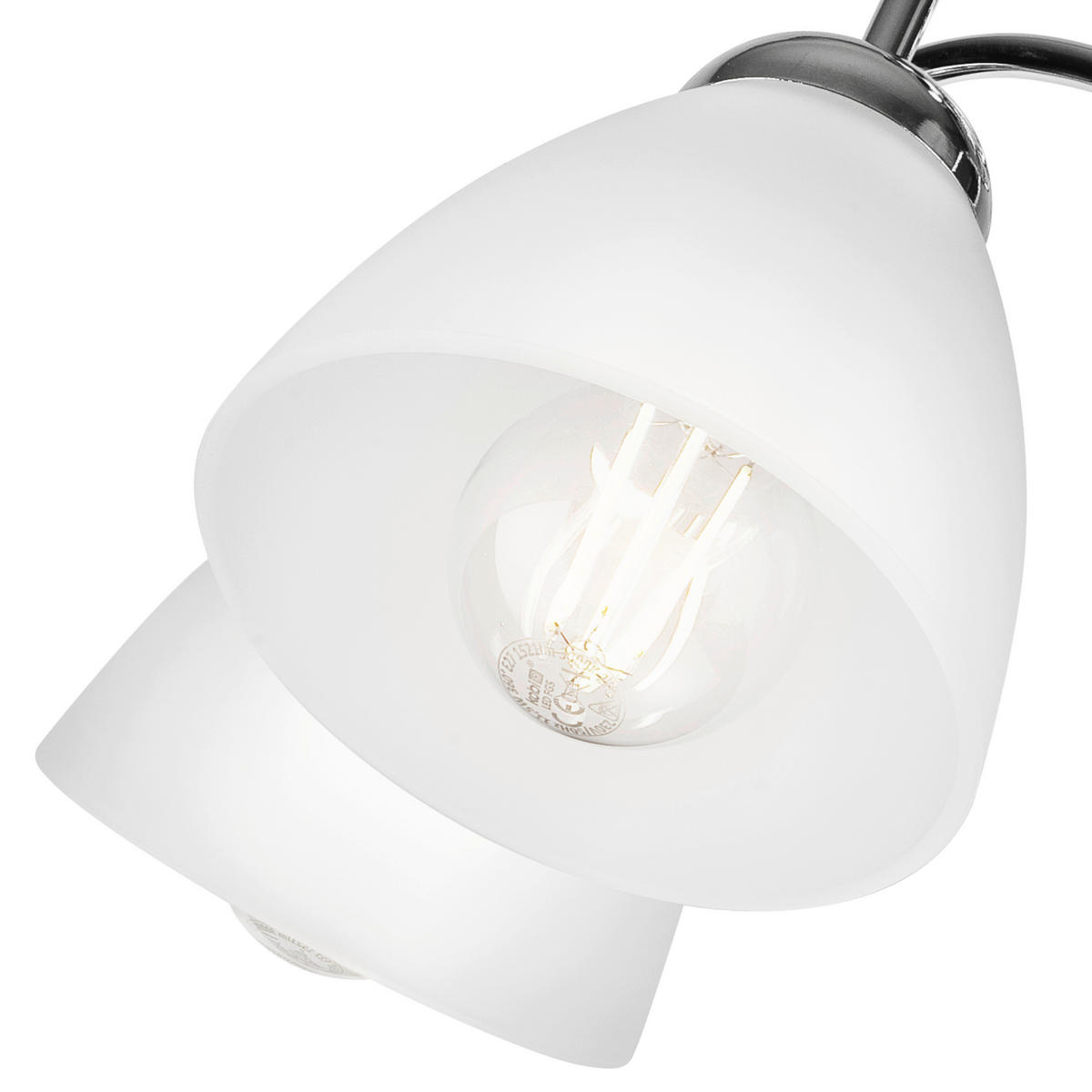 Lamkur Deckenleuchte MIRANDA 43609 Chrom Glas Metall H/L: ca. 31x60 cm E27 5 Brennstellen Miranda - Chrom (60,00cm) - Lamkur