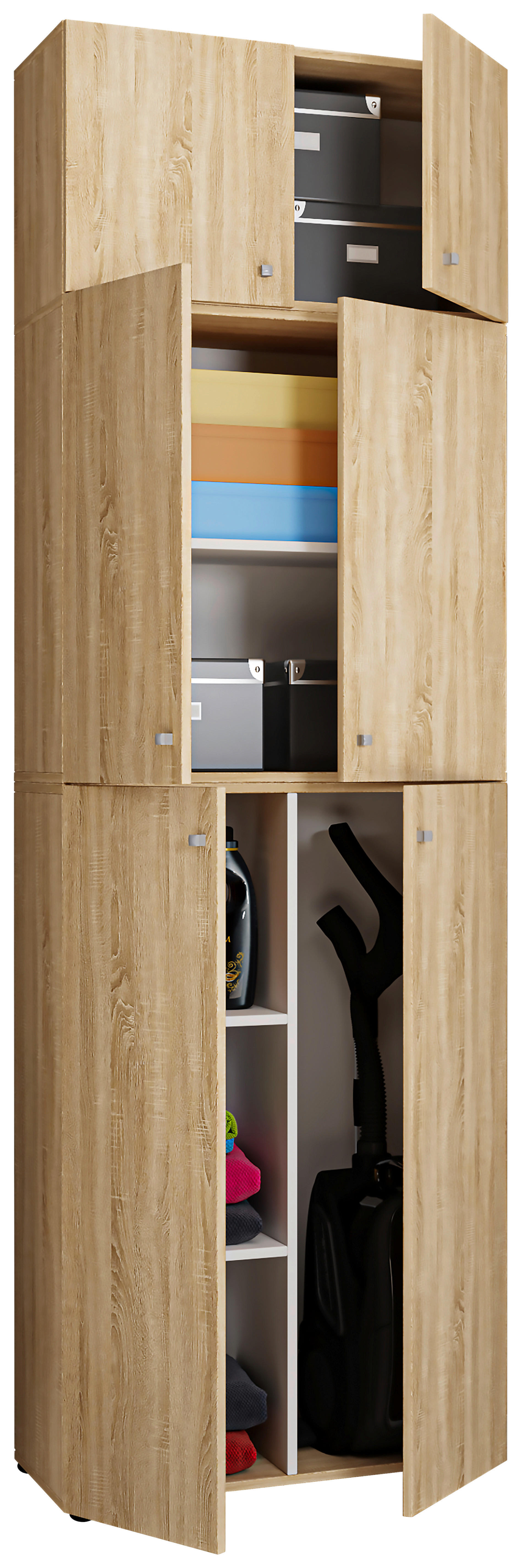Putzschrank Lona Eiche Sonoma Nachbildung weiß B/H/T: ca. 70x223x39 cm Lona - Eiche/weiß (70,00/223,00/39,00cm) - VCM Möbel