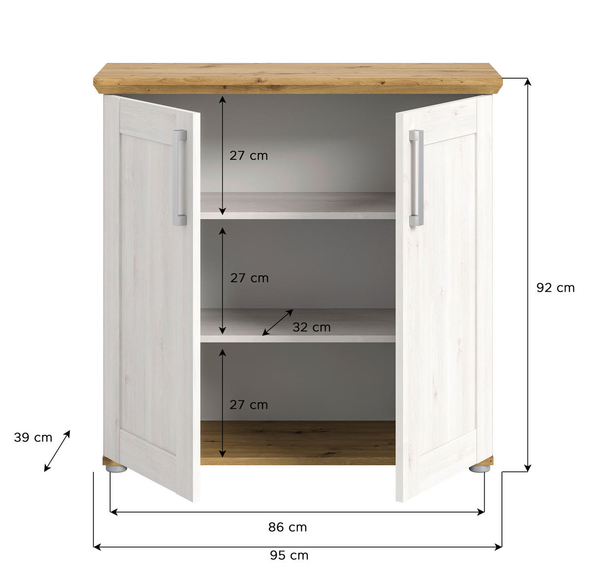 Kommode Verona Sibiu Lärche Nachbildung Eiche Artisan Nachbildung B/H/T: ca. 90x88x37 cm Verona - Eiche (90,00/88,00/37,00cm) - xonox.home