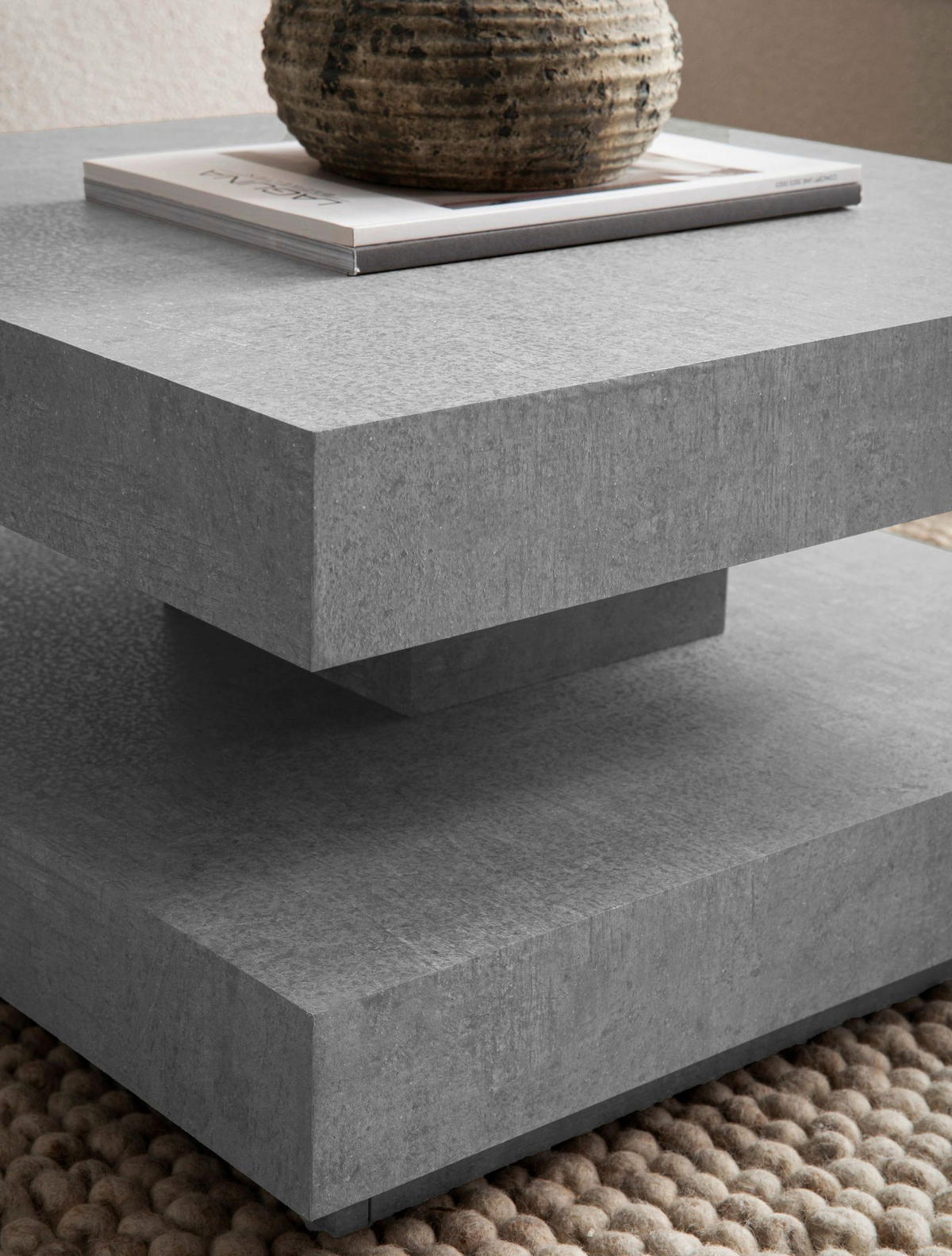 Couchtisch Beton Optik B/H/T: ca. 60x34x60 cm Couchtisch - Beton (60,00/34,00/60,00cm) - Wohnling