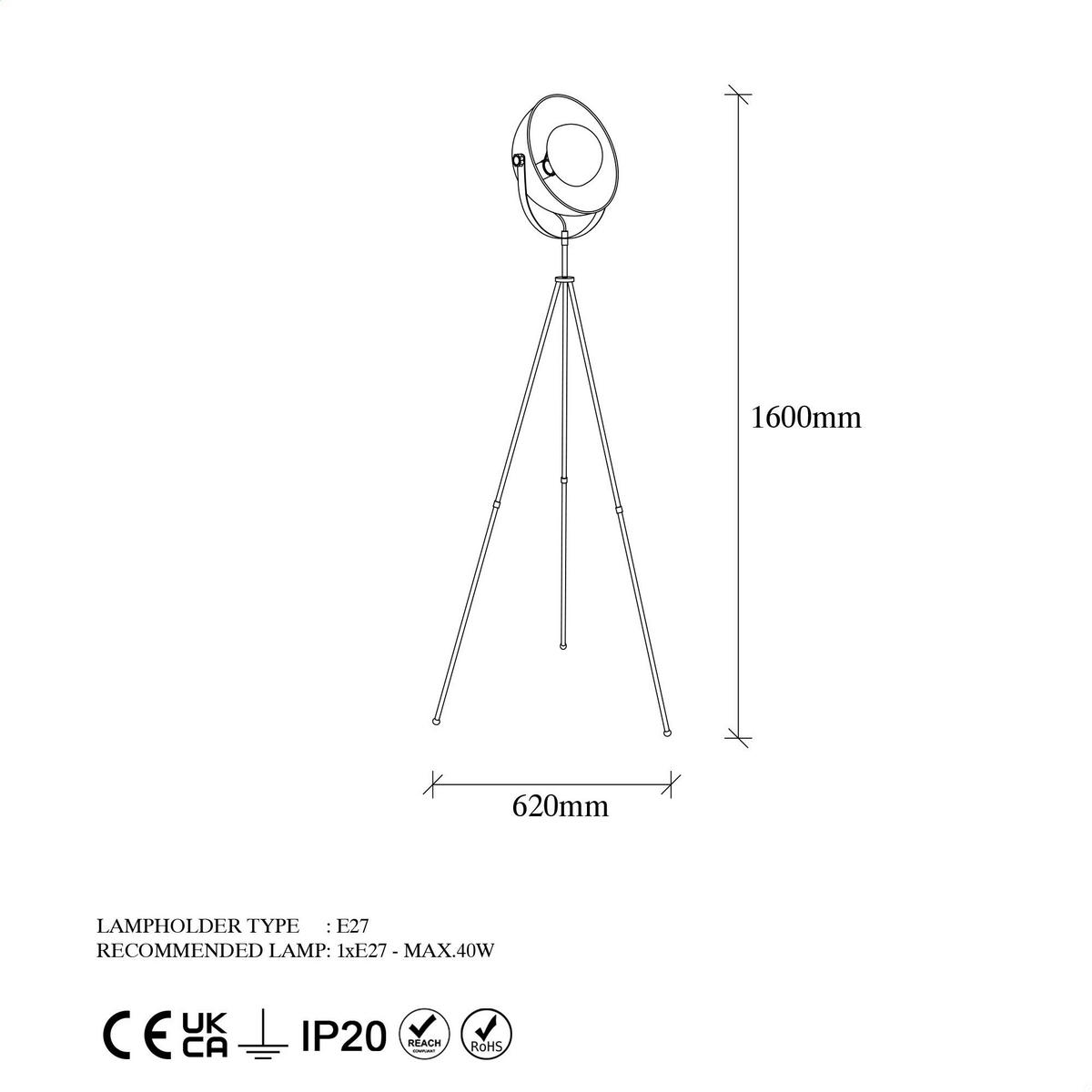 Opviq Stehleuchte gold schwarz B/H/T/L: ca. 45x160x45x62 cm E27 1 Brennstellen Mixed - gold/schwarz (62,00/45,00/160,00cm) - Opviq