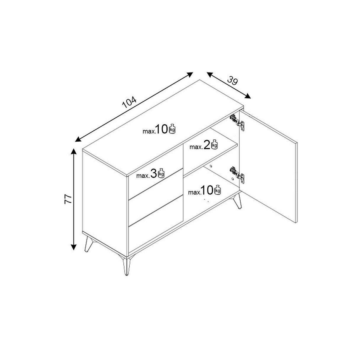 Kommode KOMMODE PEARL PE03 schwarz Eiche Evoke Coast Nachbildung B/H/T: ca. 104x77x39 cm KOMMODE PEARL PE03 - Eiche/schwarz (104,00/77,00/39,00cm) - WIPMEB