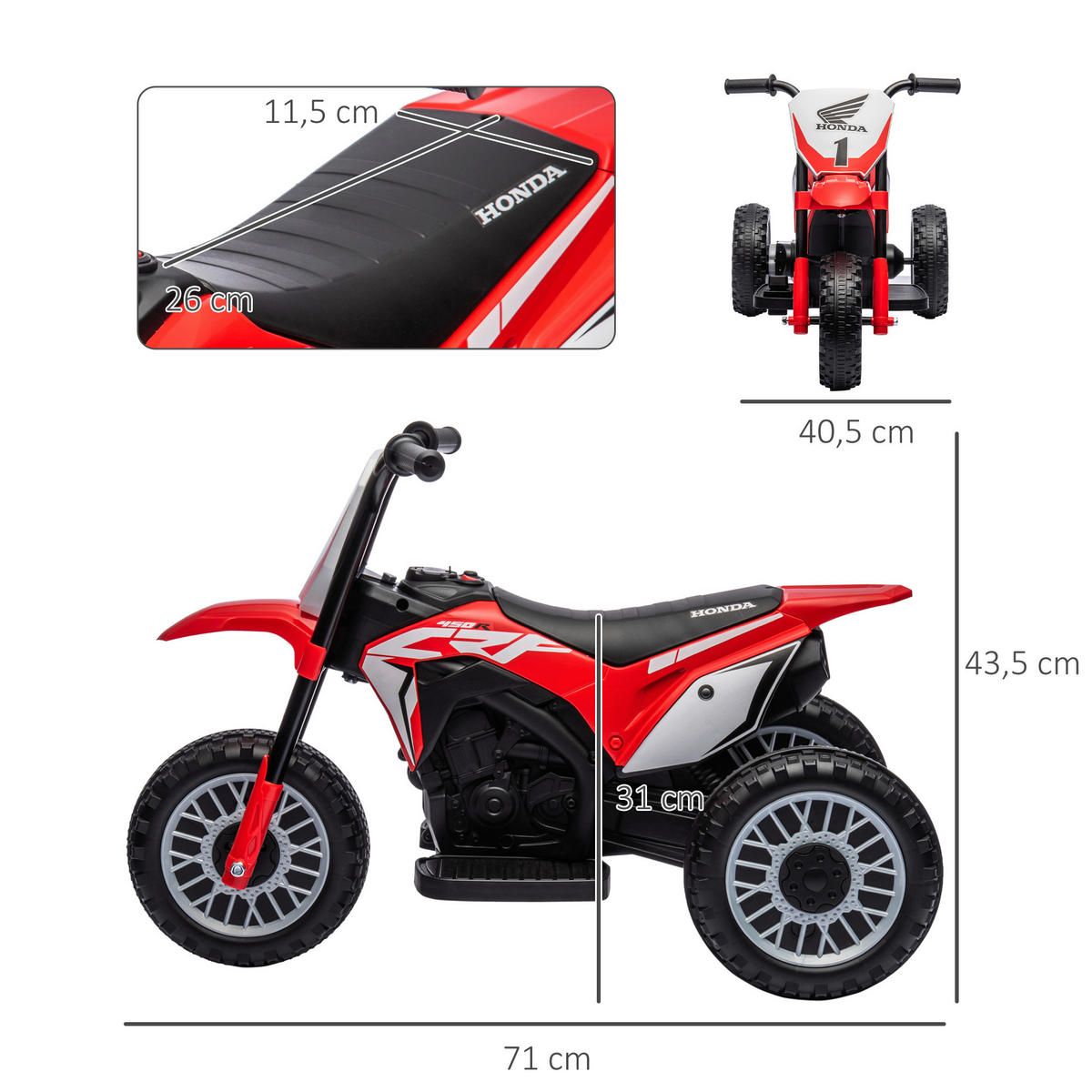 HOMCOM Kinder-Elektromotorrad rot B/H/L: ca. 40,5x43,5x71 cm Kinder-Elektromotorrad - rot (71,00/40,50/43,50cm) - HOMCOM