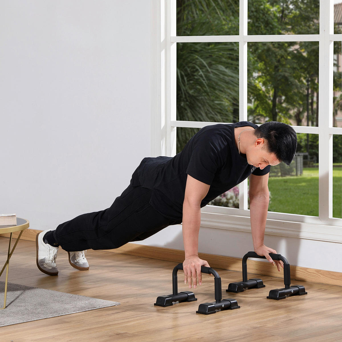 HOMCOM Fitness-Zubehör schwarz Kunststoff B/H/L: ca. 25x36x20 cm Liegestützgriffe - schwarz (20,00/25,00/36,00cm) - HOMCOM