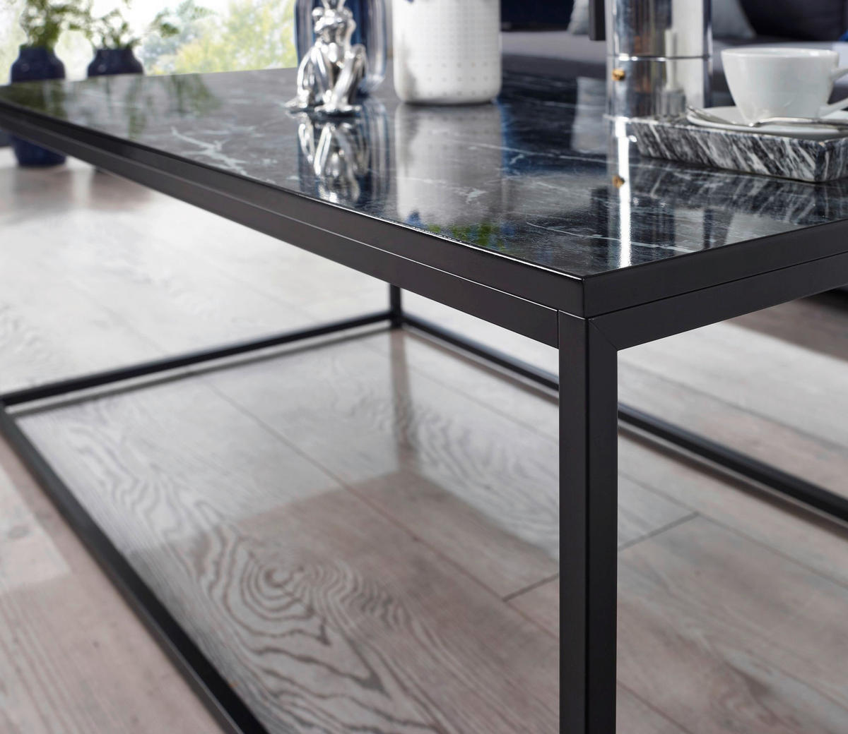 Couchtisch schwarz B/H/T: ca. 60x40x100 cm Couchtisch - schwarz (60,00/40,00/100,00cm) - Wohnling