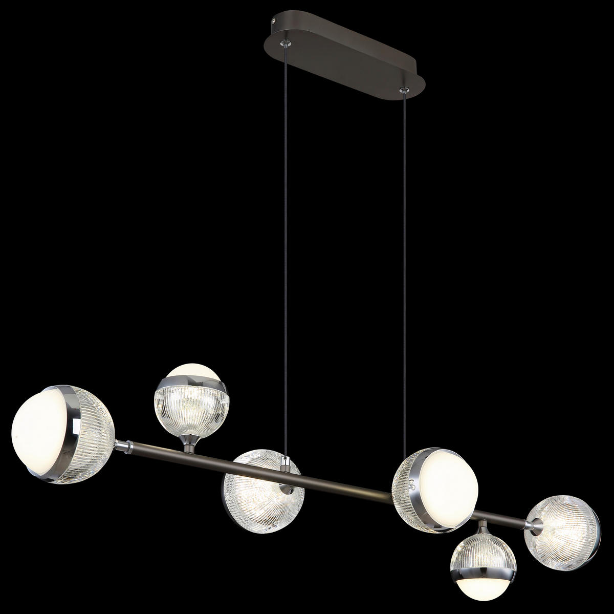 GLOBO LED-Pendelleuchte Chrom transparent titanfarbig Acryl Metall Aluminium B/H/T: ca. 28x120x91 cm UNTSY - titanfarbig/Chrom (28,00/120,00/91,00cm) - GLOBO